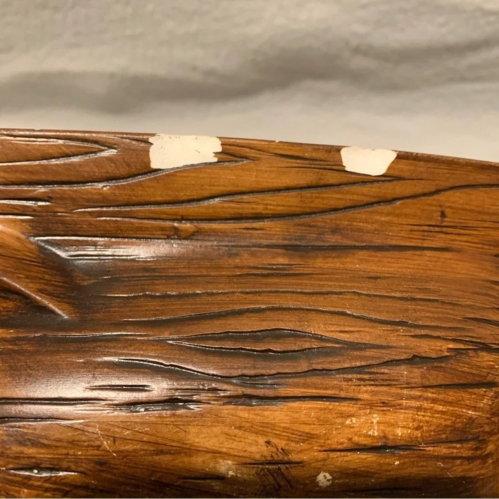 Vintage Treasure Craft Fish Serving Platter Divided 390 Tiki Green Made In USA